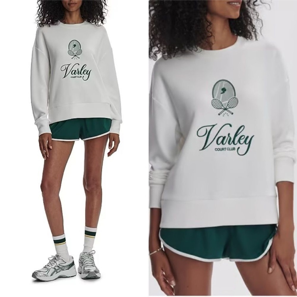 NWT Varley Women's Rasco Namesake White Forest Crew Neck Sweater - Picture 1 of 9